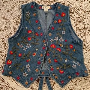 Floral Jean Vest